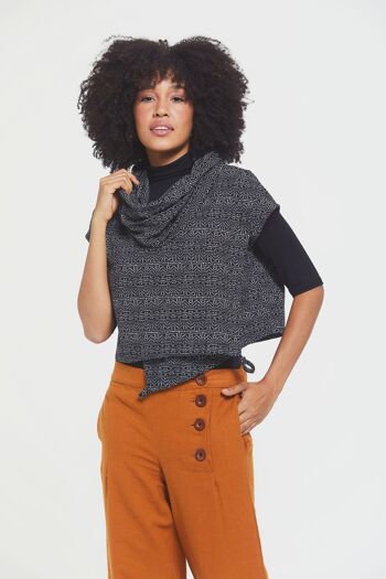 Crop Top Imprimé Automne Noir - Blanc 1