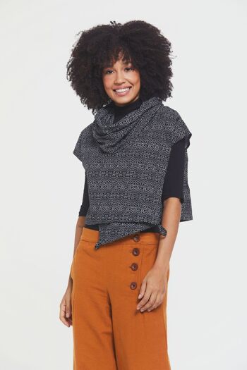 Crop Top Imprimé Automne Noir - Blanc 3