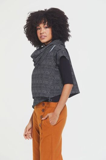 Crop Top Imprimé Automne Noir - Blanc 5