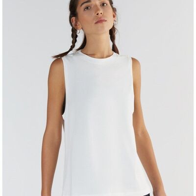 T1211-02 | Camiseta de cuello alto para mujer TENCEL™ Active - Blanco