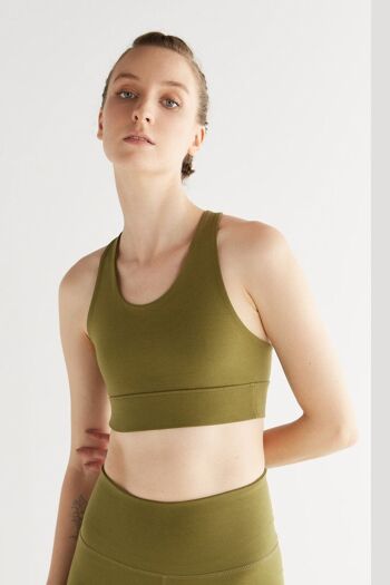 T1202-13 | Haut de yoga femme recyclé - olive 1