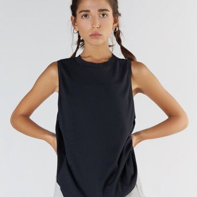 T1211-01 | Camiseta de cuello alto para mujer TENCEL™ Active - Negro