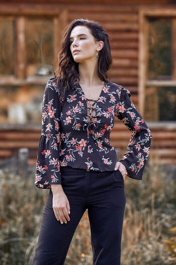 Blouse Automne Hiver à Motifs Noir 1