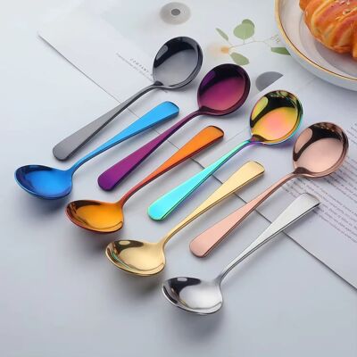 Single-color round spoon - 5 colors available - Dessert, tea, coffee or breakfast