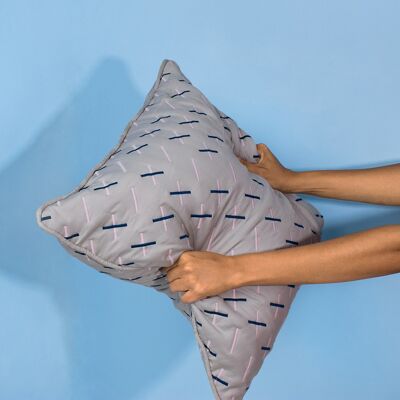 Kantha Grey Stitch 1 Quilted Cushion