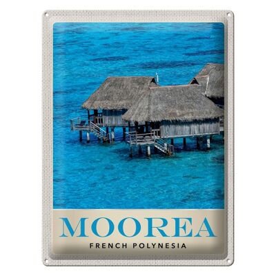 Cartel de chapa de viaje, 30x40cm, isla de Moorea, playa de vacaciones en el Pacífico Sur