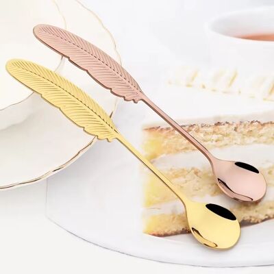 Feather-shaped spoon - 4 colors - For tea, coffee, dessert