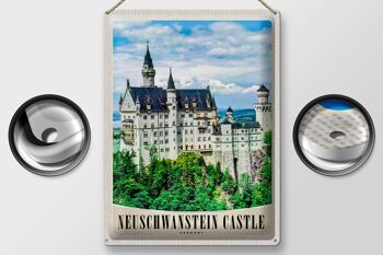 Panneau en étain voyage 30x40cm, Architecture du château de Neuschwanstein 2
