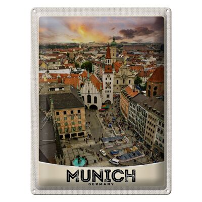 Targa in metallo da viaggio 30x40 cm vista di Monaco di Baviera Germania