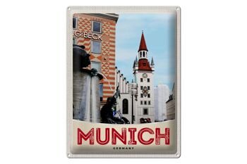 Panneau en étain voyage 30x40cm, vue de Munich, Architecture ville 1