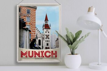 Panneau en étain voyage 30x40cm, vue de Munich, Architecture ville 3