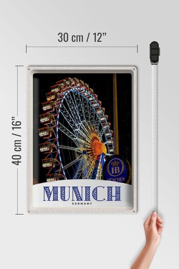 Plaque en tôle voyage 30x40cm Munich Oktoberfest grande roue foire 4