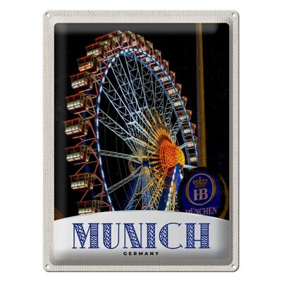 Plaque en tôle voyage 30x40cm Munich Oktoberfest grande roue foire