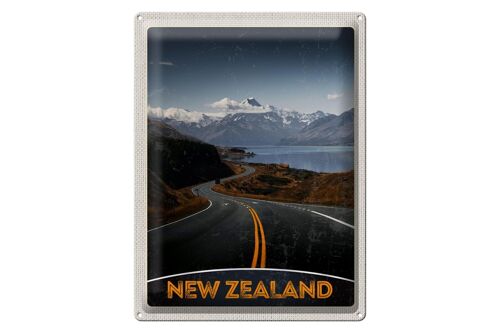 Blechschild Reise 30x40cm Neuseeland Meer Straße Natur Urlaub