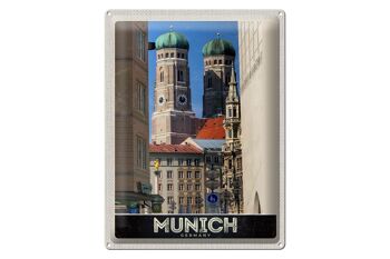 Panneau en étain voyage 30x40cm, ville de Munich, Architecture médiévale 1
