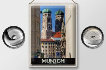 Panneau en étain voyage 30x40cm, ville de Munich, Architecture médiévale 2
