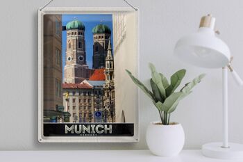 Panneau en étain voyage 30x40cm, ville de Munich, Architecture médiévale 3
