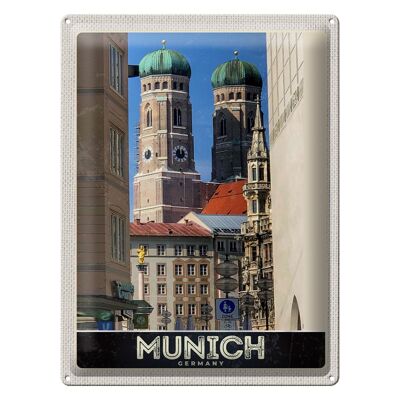 Cartel de chapa de viaje 30x40cm Arquitectura medieval de la ciudad de Múnich