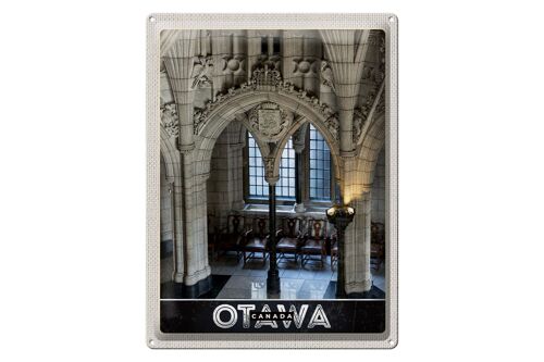 Blechschild Reise 30x40cm Ottawa Kanada Kirche innen Skulptur