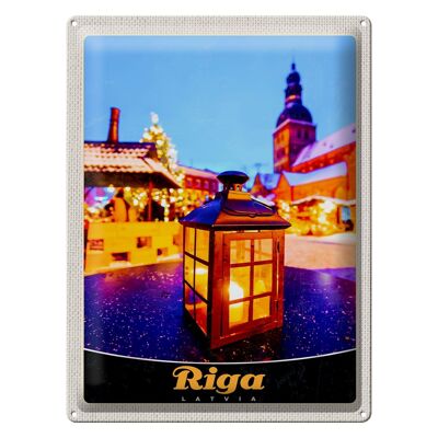 Cartel de chapa de viaje, 30x40cm, Riga, Letonia, farolillo navideño
