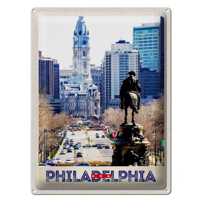 Targa in metallo da viaggio 30x40 cm Philadelphia USA America City Church