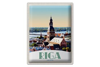 Signe en étain voyage 30x40cm, Riga lettonie, Architecture d'église 1
