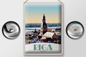 Signe en étain voyage 30x40cm, Riga lettonie, Architecture d'église 2