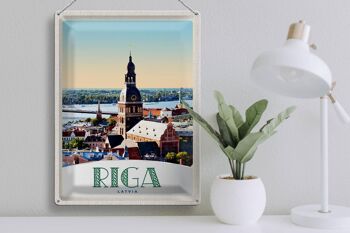 Signe en étain voyage 30x40cm, Riga lettonie, Architecture d'église 3