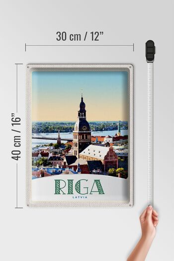 Signe en étain voyage 30x40cm, Riga lettonie, Architecture d'église 4
