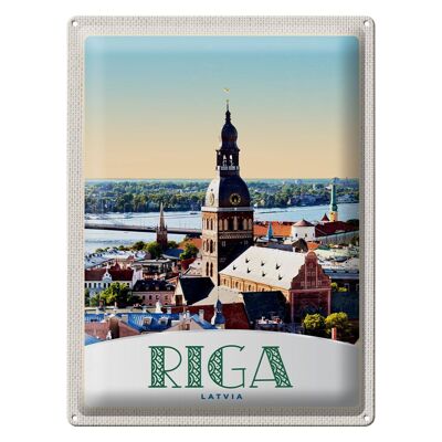 Blechschild Reise 30x40cm Riga Lettland Kirche Architektur