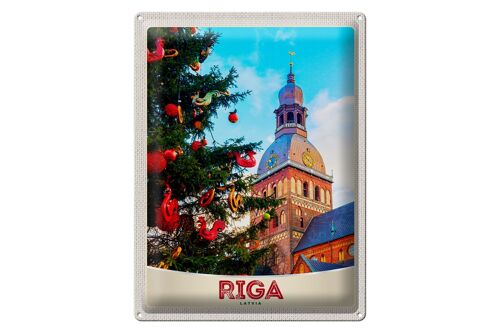 Blechschild Reise 30x40cm Riga Lettland Weihnachten Winterzeit