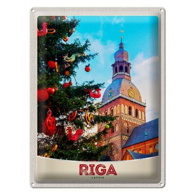 Targa in metallo da viaggio 30x40 cm Riga Lettonia Natale Inverno