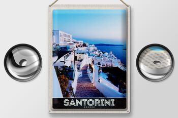 Panneau en étain voyage 30x40cm île de Santorin maisons blanches vacances 2