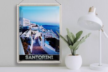Panneau en étain voyage 30x40cm île de Santorin maisons blanches vacances 3