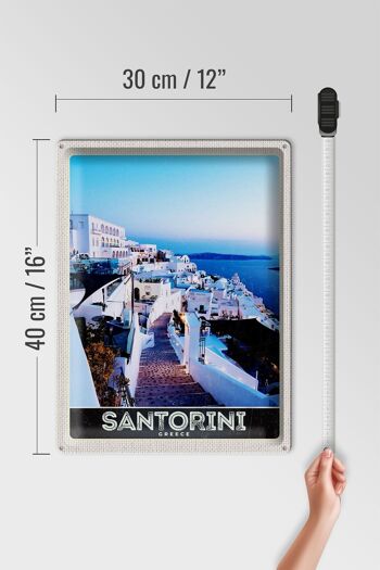 Panneau en étain voyage 30x40cm île de Santorin maisons blanches vacances 4