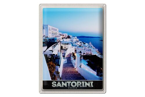 Blechschild Reise 30x40cm Santorini Insel weiße Häuser Urlaub