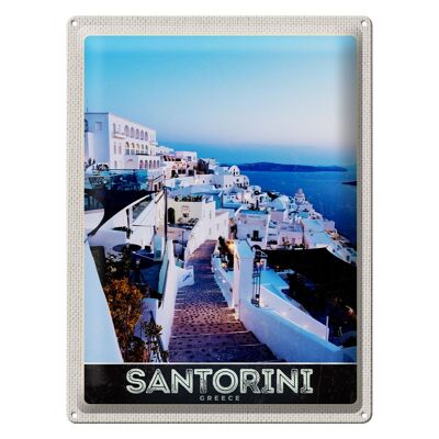 Cartel de chapa viaje 30x40cm Isla Santorini casas blancas vacaciones