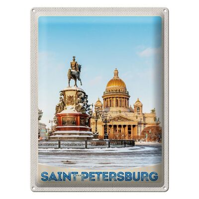 Blechschild Reise 30x40cm Saint Petersburg Russland Skulptur