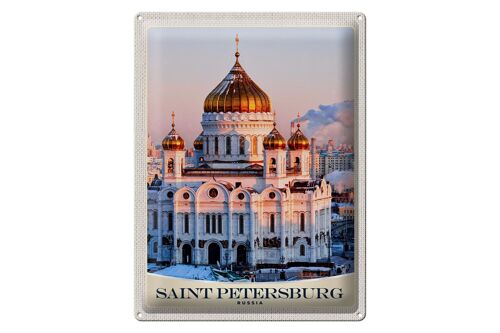 Blechschild Reise 30x40cm Saint Petersburg Kirche goldener Dach