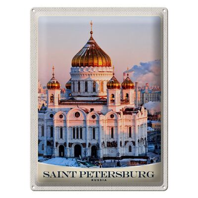 Cartel de chapa viaje 30x40cm Iglesia de San Petersburgo techo dorado
