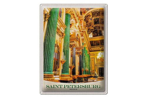 Blechschild Reise 30x40cm Saint Petersburg Kirche Innenansicht