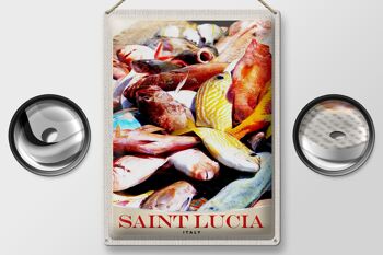 Signe en étain voyage 30x40cm, Sainte-lucie italie Europe poisson 2