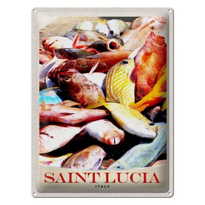 Cartel de chapa de viaje, 30x40cm, Santa Lucía, Italia, Europa, pez