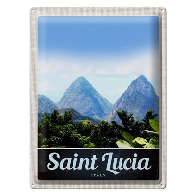 Blechschild Reise 30x40cm Saint Lucia Italien Gebirge Natur