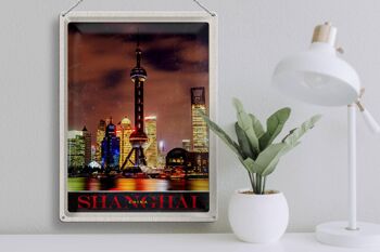 Signe en étain voyage 30x40cm, tour de ville de Shanghai en chine, vacances en mer 3