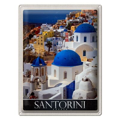 Targa in metallo da viaggio 30x40 cm Santorini Grecia case bianche