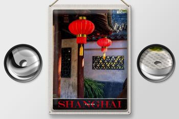 Panneau en étain voyage 30x40cm, Shanghai Asie Chine lanterne rouge 2