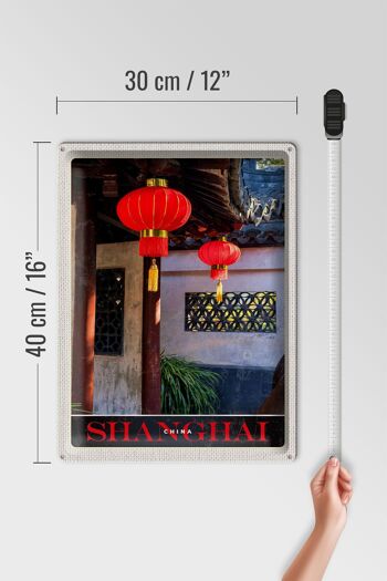 Panneau en étain voyage 30x40cm, Shanghai Asie Chine lanterne rouge 4