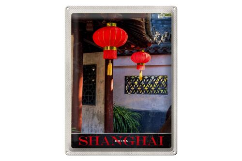 Blechschild Reise 30x40cm Shanghai Asien China rote Laterne