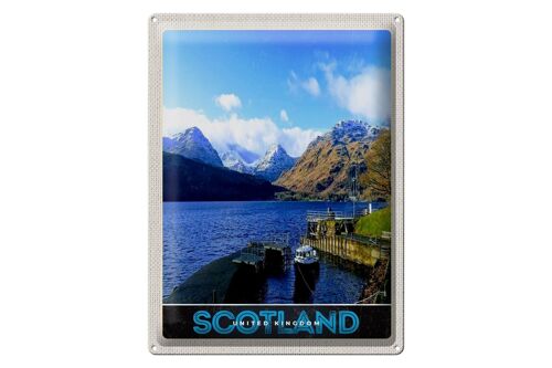 Blechschild Reise 30x40cm Schottland Insel Gebirge Gewässer